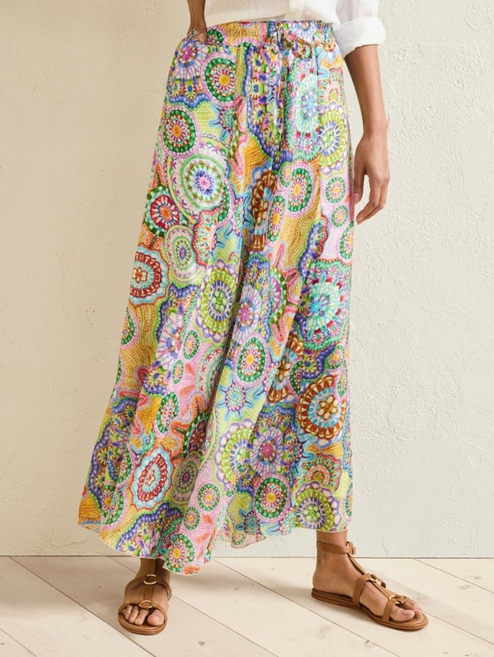 Johnny Was 100% Silk Kiki Maxi Skirt (Naperron Print) EUC Size Small